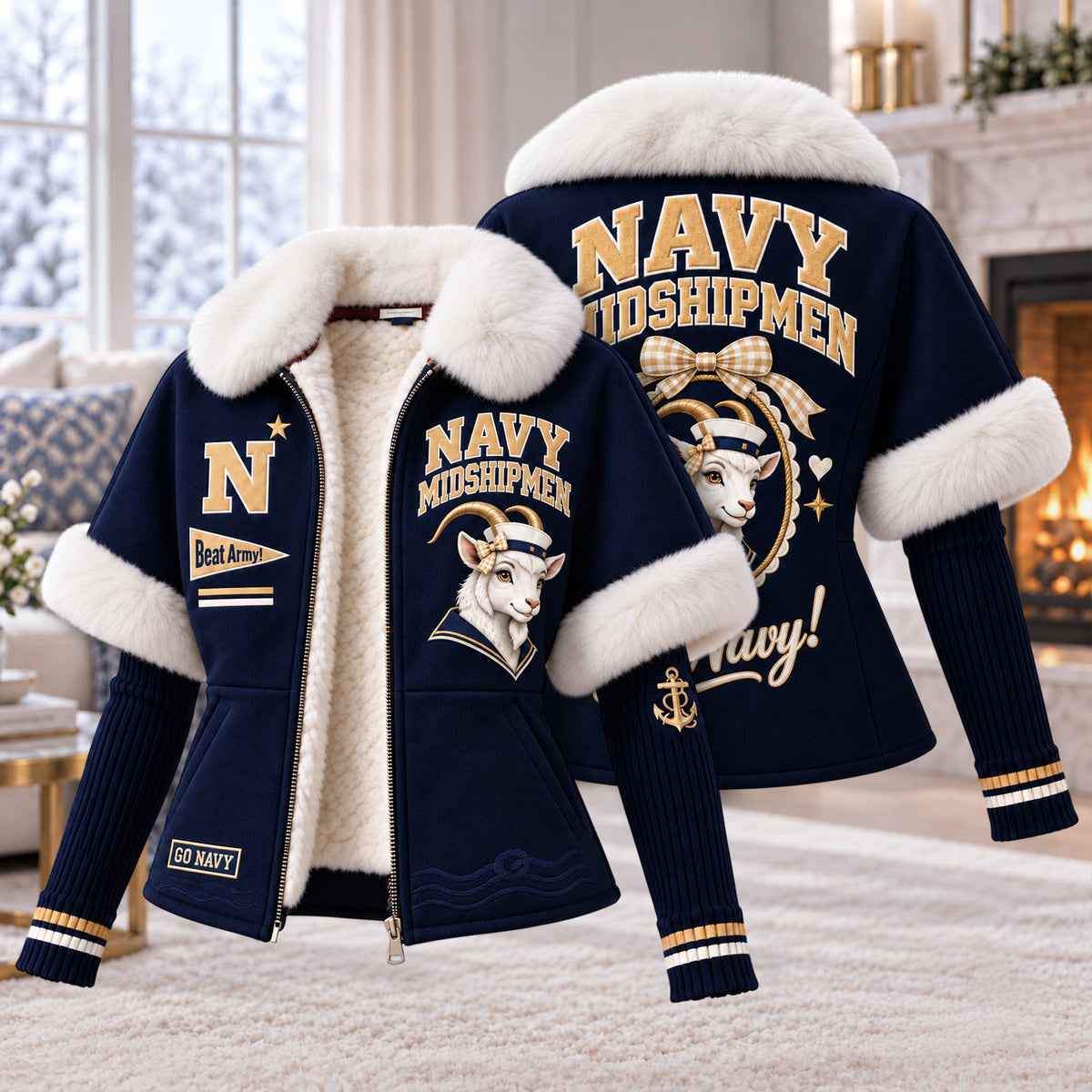 Premium NMSM Plush Collar Knit Sleeve Jacket PVNA