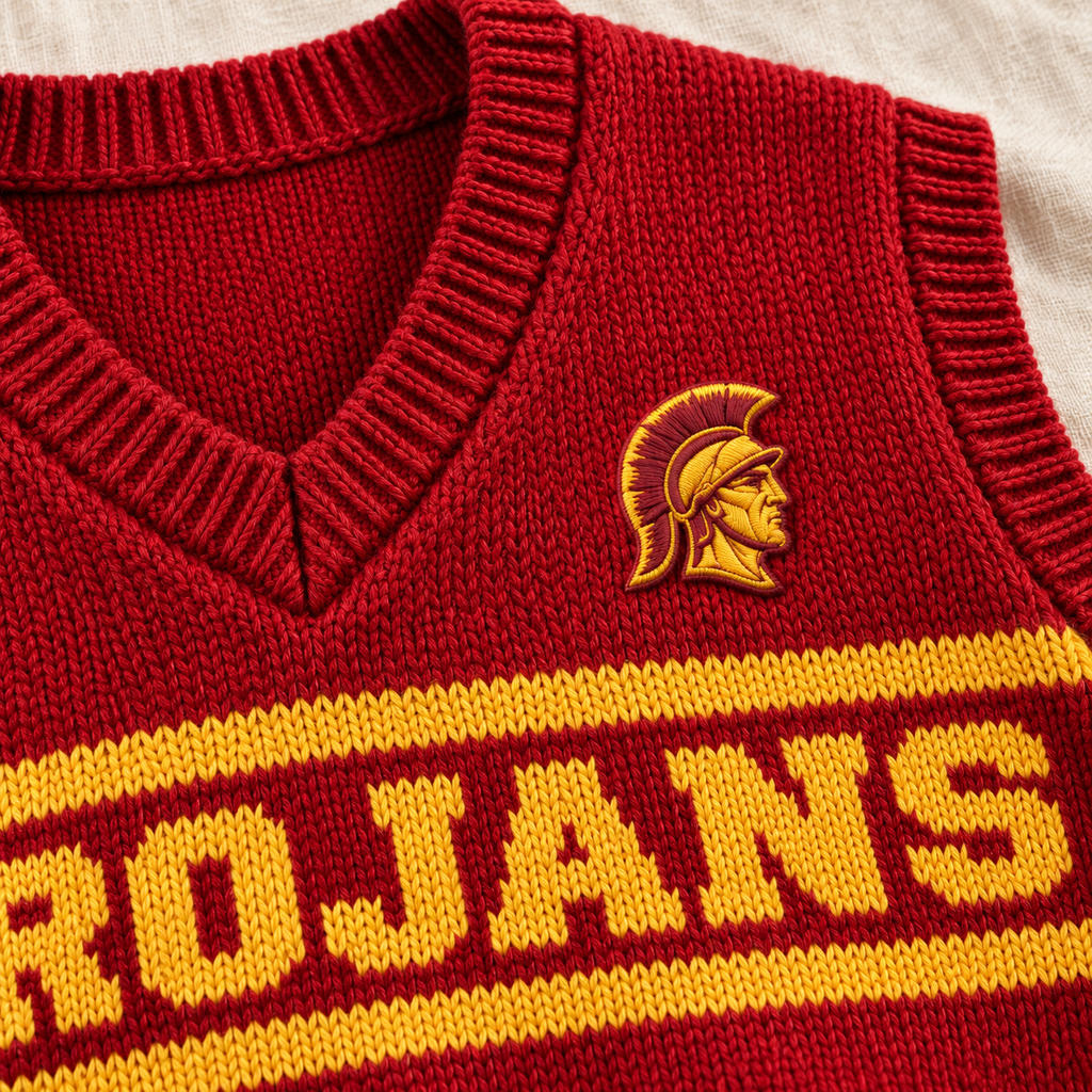 USC Premium V-Neck Knit Sweater Vest PNPA