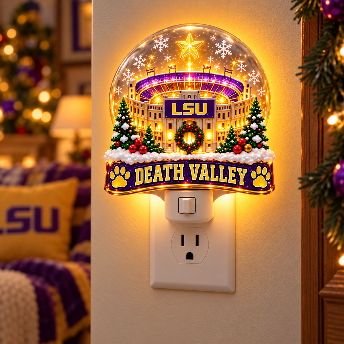 LSU Christmas Plug-In Night Light Set TMH