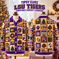 LSU Premium 3D Christmas Crochet Patchwork Cardigan NTNA